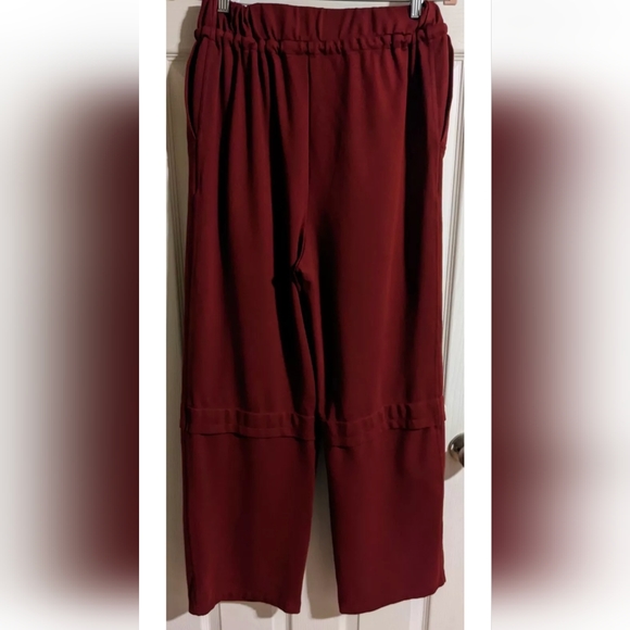TWIN NYC Dressy Burgundy Sporty Pants M Knit Trousers Toggles Spring - Picture 5 of 6